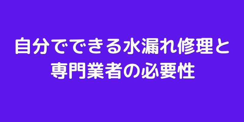 自分でできる水漏れ修理